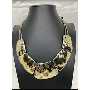 NWT Nordstrom Goldtone Double Strand Statement Necklace 16"+4"